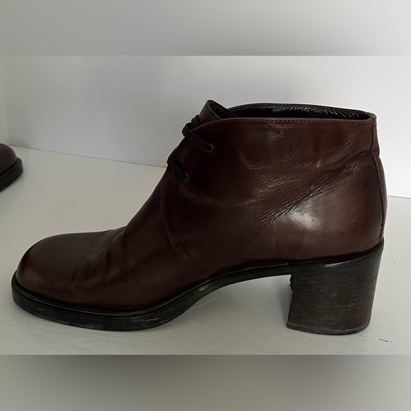 Joan & David Shoes Women’s 41 Vintage Brown‎ Leather Ankle Booties Lace - Picture 6 of 10